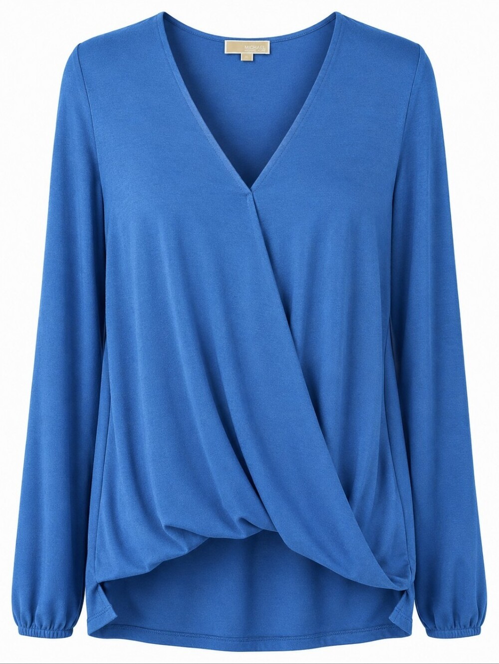 Michael Michael Kors XL Blue Surplice Wrap Blouse Stretch Business Casual Top